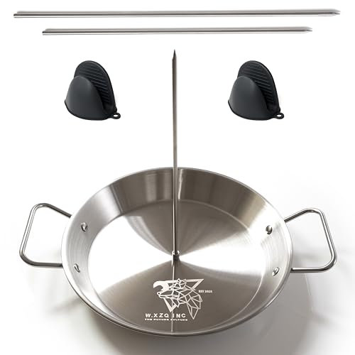 W.xZQ inc Al Pastor Vertical Skewer for Grill or Oven Stainless Steel includes 3 Removable Spikes (8, 10, 12) & Silicone Oven Mitts