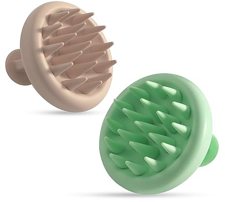 Kopfhaut Massagebürste, 2 Stk Silikon Kopfmassage Bürste, Shampoo Bürsten für Peeling und Kopfmassage, Nass & Trocken Haarwaschbürste Kopfschrubber für alle Haartypen von Frauen, Herren
