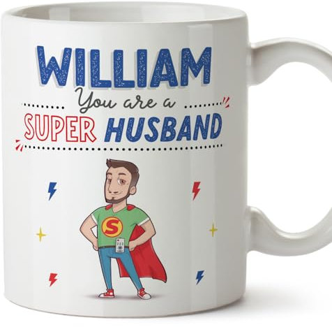 MUGFFINS Personalised Mug for Husband - in English - You are Super! - Funny Custom Gift - Ceramic 11oz Mug