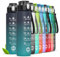 HOMEEX Botella de agua motivacional de 32 onzas, botella de agua deportiva sin BPA con marcador de tiempo, citas, tecnología de un solo clic, ideal para correr, senderismo, oficina, escuela, adultos,