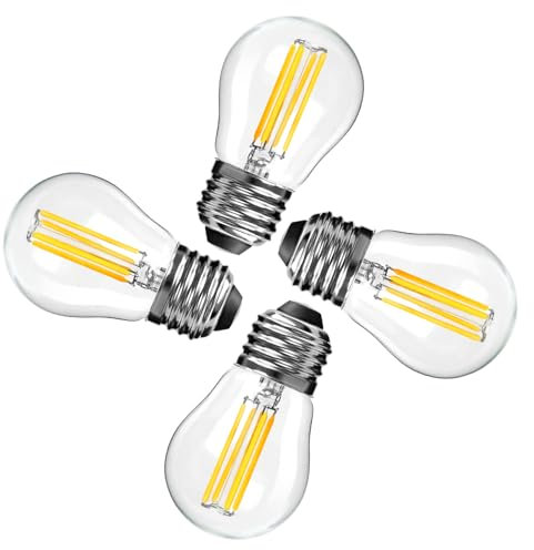 LangPlus+ 6W E27 LED Lampe mit Filament Golfball Motiv, dimmbare 2700K warmweiße G45 Glühbirnen(ersetzt 60 Watt), LED Vintage Glas Mini Globe Glühbirne, 4er Pack