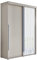 Meble Slupia Kleiderschrank Schiebetüren Slim 1-140 x 202 x 46 cm - Schrank Schlafzimmer, Vorraum, Garderobe - Tür mit einem Spiegel, Kleiderstange - Holzwerkstoff, Silberner Griff, Kaschmir