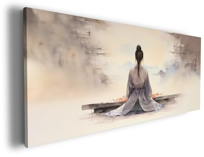 Wallario XXXL Riesen- Leinwandbild Morgenstille - Wandbild 80 x 200 cm Brillante lichtechte Farben, hochauflösend, verzugsfrei, Kunstdruck