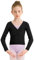Eisnnu Kinder Mädchen Tanzpullover V-Ausschnitt Ballett Bolero Ballett Top Girl Strickpullover Langarm 3-11 Jahre (DE/NL/SE/PL, Numerisch, 140, Regular, Schwarz)