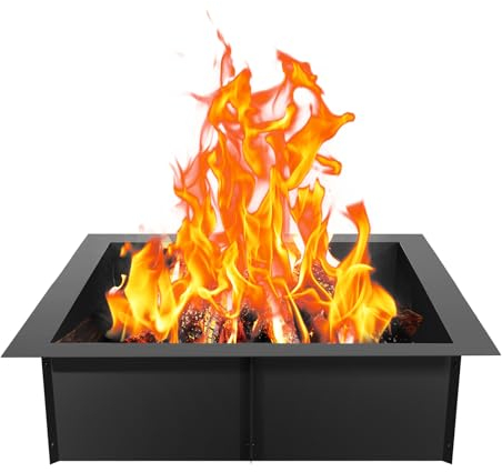 VEVOR Anneau de Foyer carré, extérieur 914,4 x 914,4 mm, Anneau de braséro, intérieur 762 x 762 mm, Hauteur 254 mm, revêtement en Acier au Carbone, au-Dessus ou dans Le Sol, pour feu de Camp, Camping