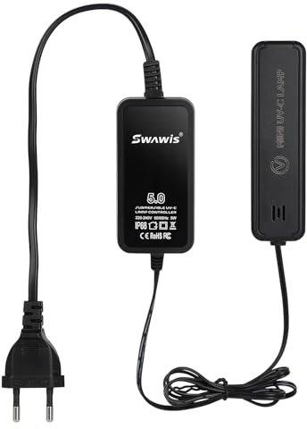 SWAWIS 5W Mini UV Klärer Aquarium, 220V UV Licht Sterilisator für Aquarium mit Schutzhülle, Zuhause UV Sterilisator Lampe für Unterwasser-Sterilisation Algenentfernung Desodorierung