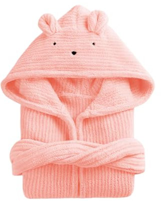 Shengxi Accappatoio con Cappuccio per Bambini Morbido e Assorbente Vestaglia Accappatoio con 2 Tasche Cintura Cappuccio Comodo Accappatoio Spugna (IT, Età, 4 anni, 6 anni, Regular, Rosa)