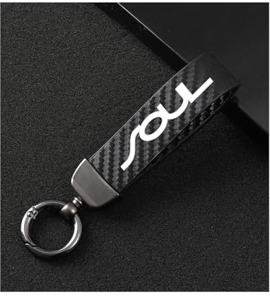 Generisch Auto SchlüSselanhäNger für KIA Soul, Microfiber Leder SchlüSselanhäNger Auto Mit Um 360 ° Drehbarem Anti-Verlust-D-Ring,Black