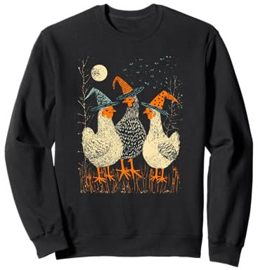 Huhn Hexen tragen Halloween Hüte Retro skurrile Kunst Sweatshirt