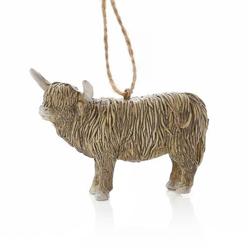 Country Christmas - Highland Cow Hanging Decoration - Chrsitmas Tree Ornament For Animal Lovers - Seasonal Xmas Gifting And Homeware For Festive Home Decor.