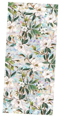 MagiDeal Fensterfolie mit Blumenmotiv, Sichtschutzfolie, statisch haftend, Glasaufkleber für den Urlaub, Esszimmer, Glasfenster, Festival, Wohnzimmer, Weiße Blumen