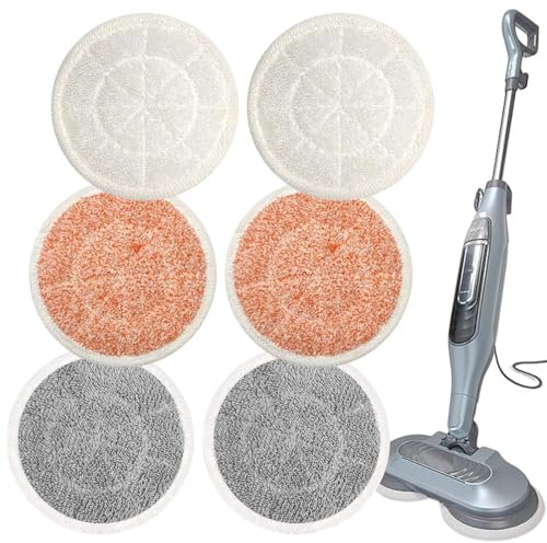 6 Pcs Shark Steam Mop Replacement Pads, Shark Steam Mop Pads, for S6002uk S7201brnuk, Reusable Steam & Scrub Cleaning Pads, Scrubbing and Sanitizing Rotating Power Pads