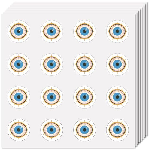 CREATCABIN 128 Stück Böser Blick Aufkleber Für Scrapbooking Blaue Augen Kleiner Aufkleber Selbstklebender Wasserfester Aufkleber Runde Punkte Massenaufkleber Für Wasserflaschen Basteln Laptop 2.5cm