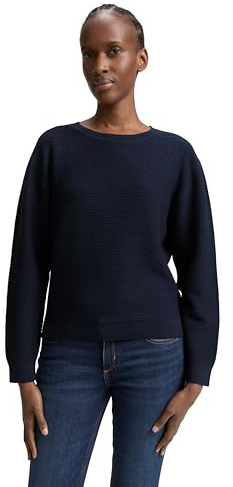 Tom Tailor Denim Damen Strickpullover mit Rundhalsausschnitt