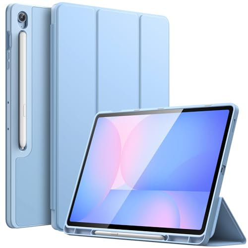 JETech Case for Samsung Galaxy Tab S10 FE Plus/S10 FE+ 13.1-Inch with S Pen Holder, Soft TPU Tri-Fold Stand Protective Tablet Cover, Support S Pen Charging, Auto Wake/Sleep (Blue)