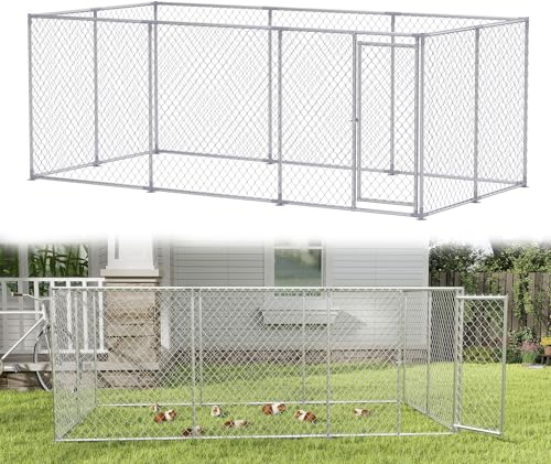 YRHome 4x2x1.5m großes Hühnerstall Freilaufgehege ohne Dach verzinkter Hühnerkäfig mit sicherer Tür für Hühner Enten Gänse