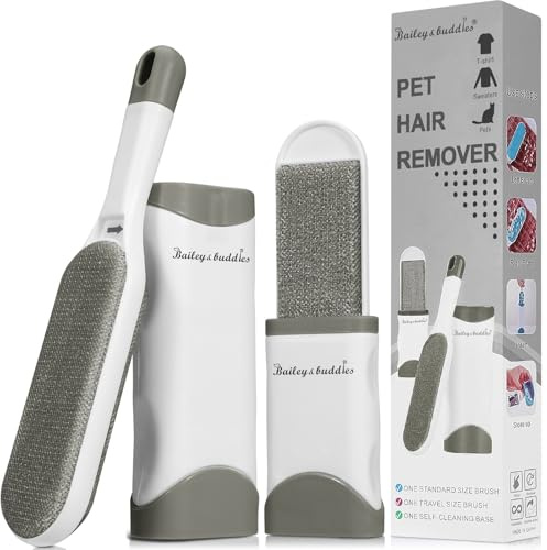 Bailey & Buddies Brosse Anti Poils Animaux pour Chat et Chien, Rouleau Ramasse Poils Réutilisable, Autonettoyant Double Face pour Canapé, Tapis, Vêtements, Lit et Voiture