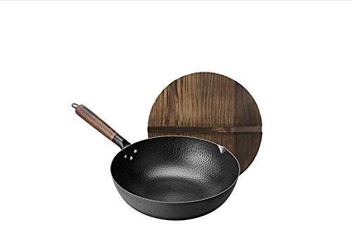 GAOBINGB Sac de Pique-Nique Wok 30 cm en Fer forgé à la Main Wok antiadhésif Poêle à gaz Non Couvert Cuisine à gaz Ustensiles de Cuisine antiadhésifs Cuisine