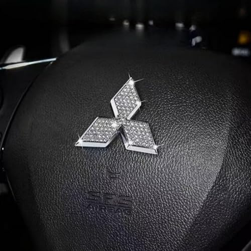 QYPLKJHG Lenkrad Logo Aufkleber für Mitsubishi Space Star 2020-2025, Bling Lenkrad Logo Abdeckung Lenkrad-Emblem Logo Aufkleber Bling Lenkradabdeckung Zieraufkleber