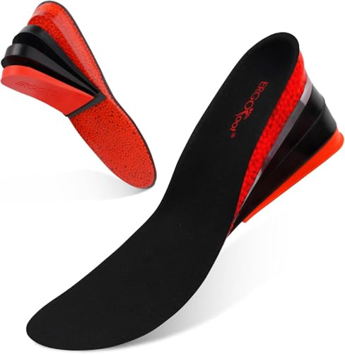 ERGOfoot Höhe Erhöhen Einlegesohle Verstellbare Height Increase Insoles | Höhenverstellbar von 3cm bis 7,4cm, 4 Schicht, Komfort/Stoßdämpfung, Zuschneidbare, Rutschfest, für Damen/Herren