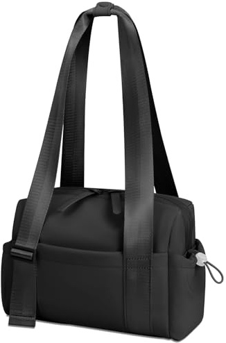 Mini Sac de Sport pour Femme avec Compartiment Humide - Petit Sac de Sport - Joli Sac de Sport étanche - Sac de Voyage, Rose, Organiseur de Sac (Noir)