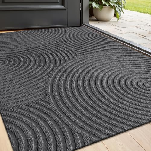 Mlying Premium Fußmatte, rutschfeste Schmutzfangmatte für Innen und Außen, 45x75 cm, Waschbar, Wetterfest, Ideal für Eingang, Haustür, Patio, Flur, Garten (Tropfen-Grau, 45x75)