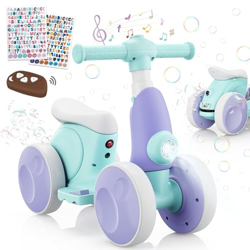 VITONIS Elektrisches Laufrad für Kleinkinder mit Seifenblasenmaschine für 1-jährige Jungen und Mädchen, 4-in-1 Laufrad für Kinder mit Musik, LED-Lichter– Spielzeug Geschenk zum für 18-48 Monate