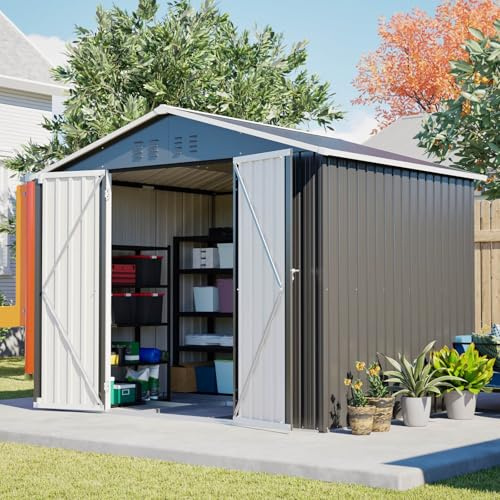 Sweiko Abri de Jardin métallique avec Porte coulissante verrouillable, Remise Outil avec 4 aérations, Grande capacité, Cabane Rangement Exterieur pour Outils