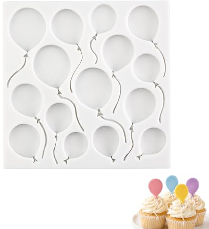 DCYQAIN Stampo in silicone 3D a forma di palloncino, per uso alimentare, antiaderente, per decorare torte, cioccolato, pasta di zucchero, cupcake, caramelle e argilla artigianale (grigio)