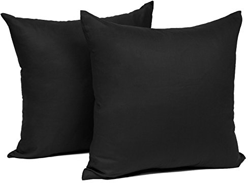 WOLTU 2er Set Kissenbezug 30x30 cm Schwarz 100% Baumwolle, Nur Kissenbezug - Kissenbezüge Kopfkissenbezug mit Reissverschluss,Weicher Sofakissenbezug, Doppelpack Dekokissenbezug
