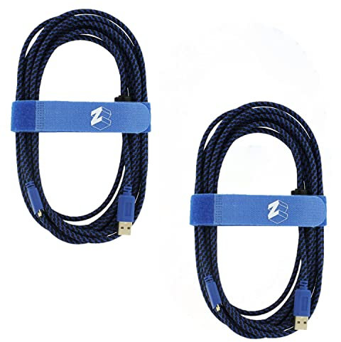 ZedLabz Ultra 5m gold plated braided charging cable for Sony PS4 controller inc cable tidy & bag - 2 pack