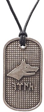 Gök-Türk Halskette Künye für Herren Unisex mit Anhänger 'Wolf'- Ertugrul Bozkurt Schwarze Schnur, ColorName:Silber