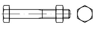 25x ART 89601 Baubolzen mit Mutter CE 4.8 M 16 x 300 galvanisch verzinkt gal Zn S