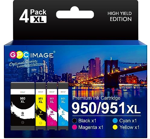GPC IMAGE 950XL Druckerpatronen Kompatible für HP 950 XL 951XL Multipack für Officejet Pro 8600 8610 8620 8100 8615 276dw 251dw Drucker (Schwarz Cyan Magenta Gelb, 4er-Pack)