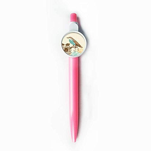 DIYthinker Freehand Sketch Flower Bird Blue Black Retractable Ballpoint Roller Ball Pen Blue