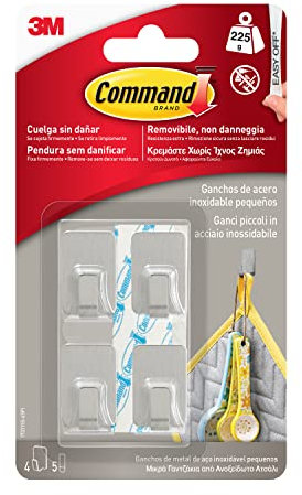Command 17031SS - Gancho metalizado (pequeño, inox), color acero