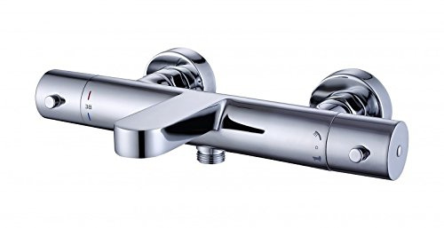 BERNSTEIN - Robinet Mitigeur thermostatique mural Baignoire/douche Laiton Chrome 30x20cm, Cartouche céramique - 4051
