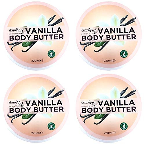 Derma V10 Body Butter Moisturising Cream Vegan Friendly 4 Pack (Vanilla)