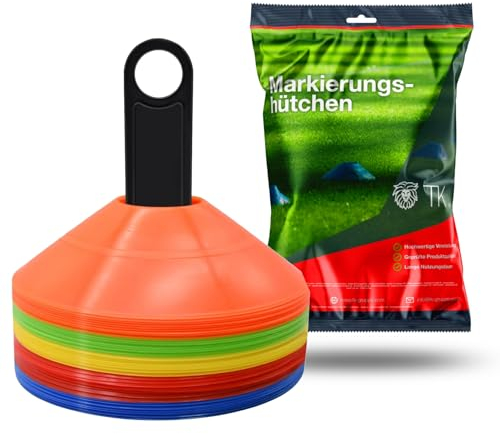 TK Gruppe Timo Klingler 50x Markierungshütchen Hütchen Kegel für Slalom Trainingszubehör & Fußballzubehör für Fußball, Leichtathletik UVM