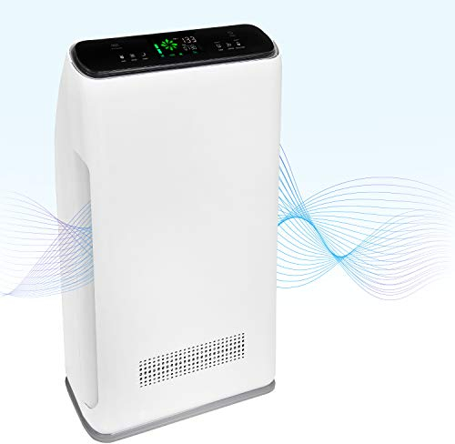 GUTFELS Luftreiniger für Wohnung Raucherzimmer, 7-Fach-Filtertechnologie, HEPA-13-Filter, inkl. Fernbedienung, für zu 40m² Raumgröße, LR 67014 we