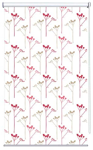 BGSFF Plissee-Fensterläden für Schlafzimmer Büro Badezimmer, 100% Blackout Innen-/Außenmontage, rotes Blumenmuster (Größe: 130 & mal; 150 cm)