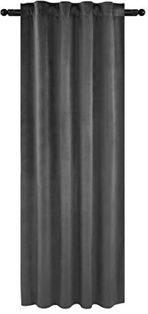WOLTU 2 Stücke Samtvorhänge, für Schlafzimmer Wohnzimmer, Verdunklungsvorhang mit Kräuselband Thermogardine, 300 g/m² Schwere Samtige, 140 x 270 cm, Grau