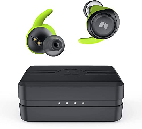 Monster Champion AIRLINKS, cuffie sportive Bluetooth, cuffie impermeabili, audio stereo 3D, cancellazione del rumore, durata della batteria 100 ore con custodia di ricarica, nero