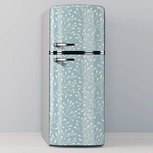 Vinilo Adhesivo Decorativo para Nevera, Especial Libre De Burbujas, Ramas Sobre Fondo Azul (70x185cm)