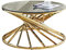 AINPECCA Golden Round Glass Coffee Table for Living Room- Stainless Steel Spiral Frame with Light Grey Tempered Glass- 80CM Modern Gold Sleek Center Table