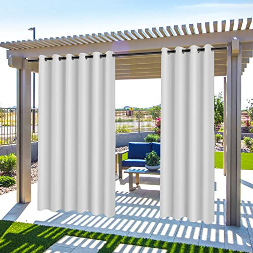 Tenda per Esterni Impermeabile, Oscurante Tende, Tende da Sole per Esterno Protezione dai Raggi UV, Tende impermeabili con Anelli per Giardino Cortile Balcone (Bianco latte (2 pezzi/132 X 275 cm))