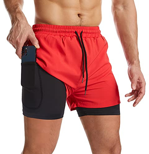 Danfiki Herren Sport Shorts Kurze Hose Laufshorts 2 in 1 Schnell Trocknend Sporthose Leicht Gym Athletic Outdoor Marathon Workout Trainingsshorts