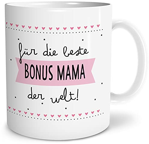 OWLBOOK® Geschenke für Bonus Mama zum Geburtstag | Bonusmama Geburtstagsgeschenk für Stiefmama | Stiefmama Geschenk | Weihnachtsgeschenke für Stiefmutter | Beste Bonus Mama | Tasse 300 ml