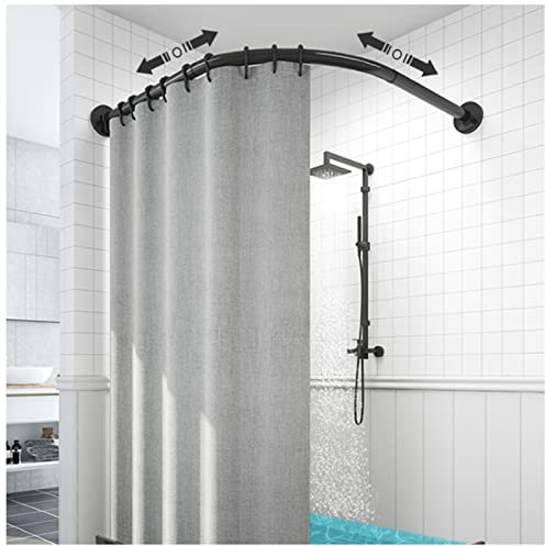 EEUK Asta per Tenda da Doccia Curva a Forma di l, Bastone Telescopico per Tende Doccia Acciaio 304 Bastone Tenda Doccia Angolare a Pressione per Negozio di Abbigliamento(Size:70-95×120-165cm)