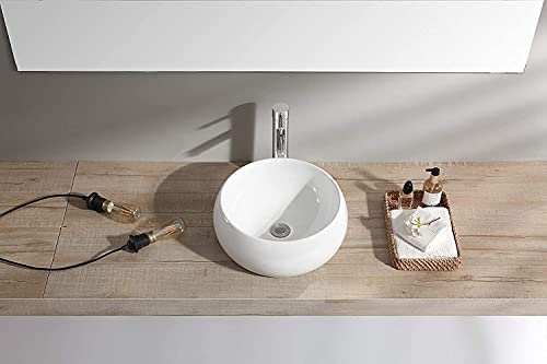 BELOFAY Modern Bathroom Basin Sink, Counter Top White Cloakroom Ceramic Basin for Bathroom, Vanity Cabinet, and Toilet (Round 1)